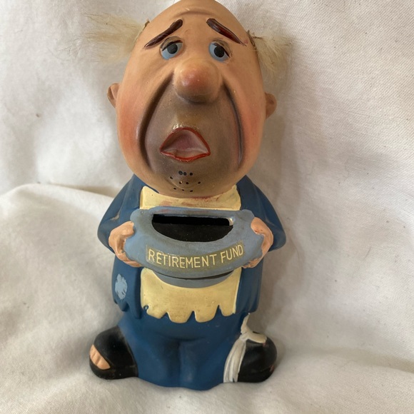 Vintage Piggy Bank Grandpa Retirement Fund Bank Ceramic - Picture 2 of 8